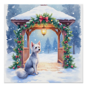 Chinese Crested Sneeuwrijke prieel Kerst Kunst Perfect Poster