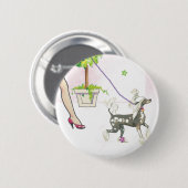 Chinese Crested Walking with Mama Button PIn (Voorkant /achterkant)