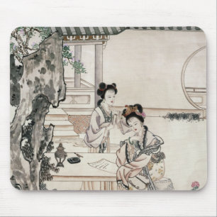 Chinese dames in een tuin muismat