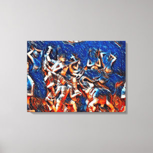 Chinese dansende goden - acht onsterfelijke acryl canvas afdruk