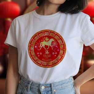 Chinese Dierenriem Paard Rood/Goud ID542 T-shirt