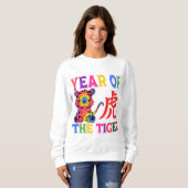 Chinese dierentuin - Jaar van de tijger in de rege Trui (Voorkant volledig)