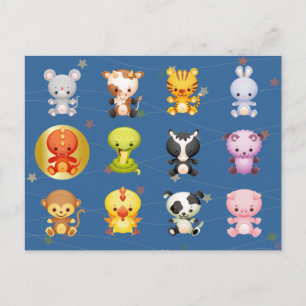 Chinese dierentuindieren Jaar van de draak Feestdagenkaart