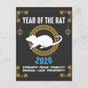 Chinese Dierjaartal van de Rat 2020 Inspirerend Briefkaart