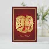 Chinese Double Happiness Dragon / Phoenix RSVP (Staand voorkant)
