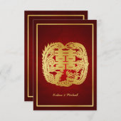 Chinese Double Happiness Dragon / Phoenix RSVP (Voorkant / Achterkant)