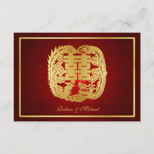 Chinese Double Happiness Dragon / Phoenix RSVP Kaartje