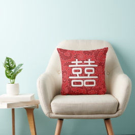 Chinese "Double Happiness" Wedding Throw Pillow Kussen