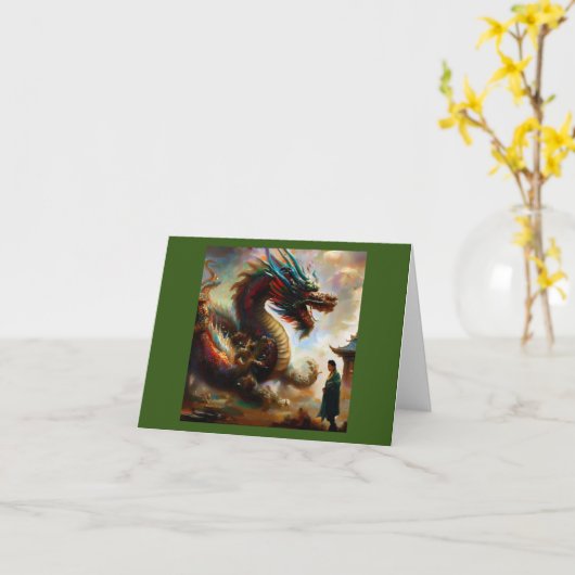 Chinese draak (23) kaart (Gele Bloem)