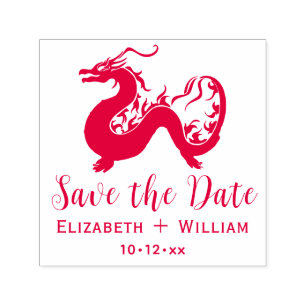 Chinese Draak #2 Trouw Save the Date Zelfinktende Stempel