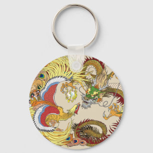 Chinese draak en tongbek sleutelhanger
