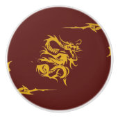 Chinese draak, gouddraak, Fantasy, mythologie Keramische Knop (Voorkant)