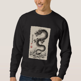 Chinese Draak Illustratie Traditionele Inkt Fantas Trui
