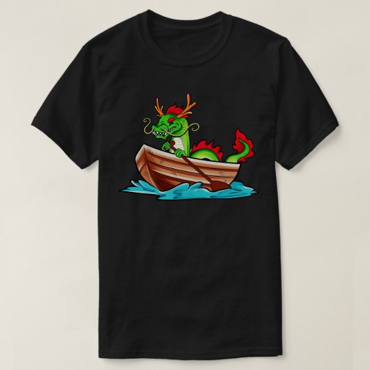 Chinese draak in boot draak boot t-shirt (Design voorkant)