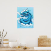 Chinese draak in de wolken poster (Keuken)