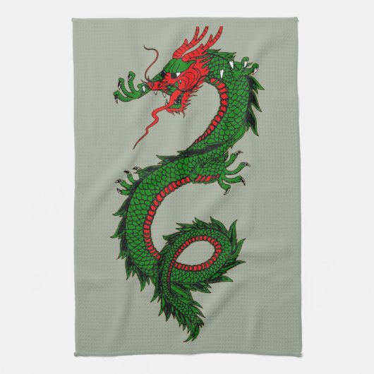 Chinese draak keukenhanddoek (Verticaal)