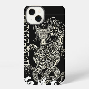 Chinese Draak Mandala Zentangle Patroon Zwart iPhone 13 Hoesje