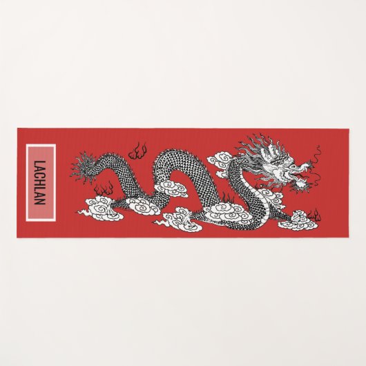 Chinese Draak op Rode Douanenaam Yogamat (Voorkant (horizontaal))