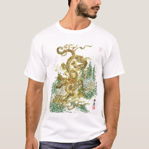 Chinese draak over Japans bos T-shirt