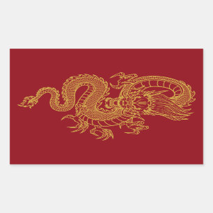 Chinese draak rechthoekige sticker