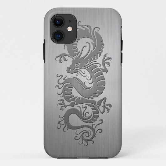Chinese draak, roestvrij staaleffect Case-Mate iPhone case (Achterkant)