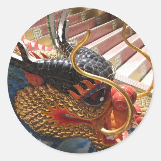Chinese draak ronde sticker (Voorkant)
