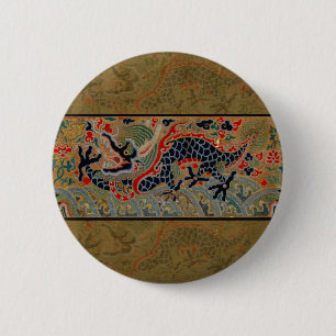 Chinese Draak Symbool Antiek Aziatisch Ronde Button 5,7 Cm