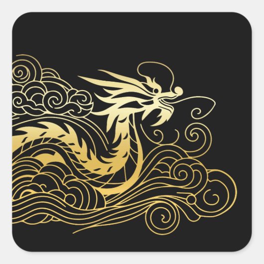 Chinese draak vierkante sticker (Voorkant)