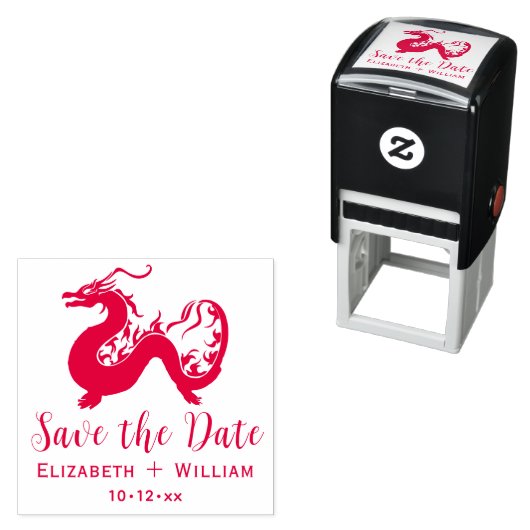 Chinese Dragon #2 Bruiloft Bewaar de datum Zelfinktende Stempel (In situ)