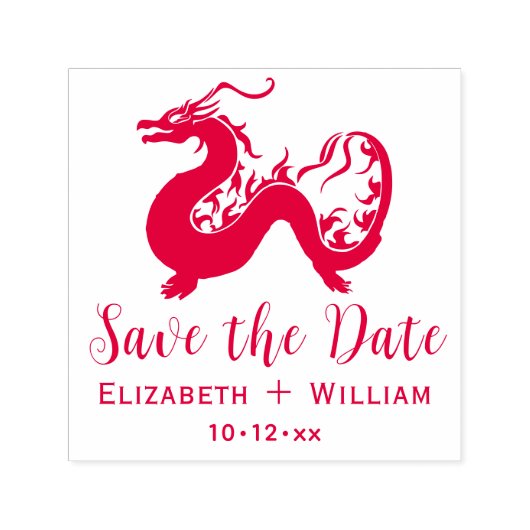 Chinese Dragon #2 Bruiloft Bewaar de datum Zelfinktende Stempel (Design)