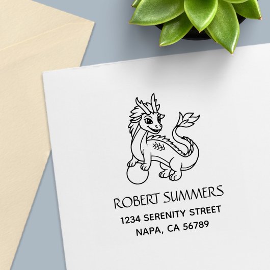 Chinese Dragon Address Zelfinktende Stempel