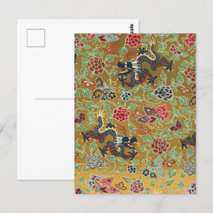 Chinese Dragon Butterfly & Flower Kleurrijke Kunst Briefkaart
