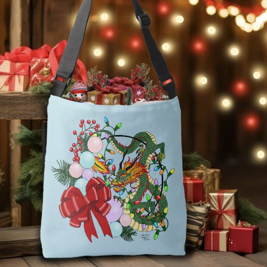 Chinese Dragon Kerstkrans Crossbody Tas