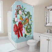 Chinese Dragon Kerstkrans Douchegordijn (In situ)