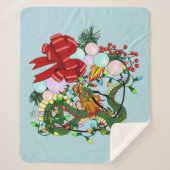 Chinese Dragon Kerstkrans Sherpa Deken (Voorkant)