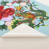 Chinese Dragon Kerstkrans Sherpa Deken (3/4)