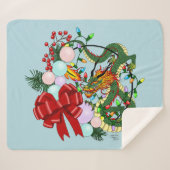 Chinese Dragon Kerstkrans Sherpa Deken (Voorkant (horizontaal))