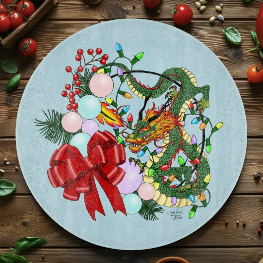 Chinese Dragon Kerstkrans Snijplank