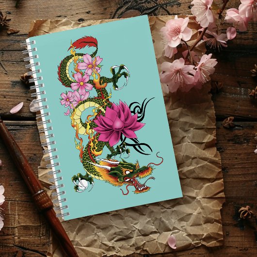 Chinese Dragon Lotus Chery Blossoms Notitieboek
