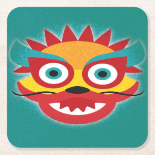 Chinese Dragon nieuwjaarsviering Vierkante Kartonnen Onderzetter
