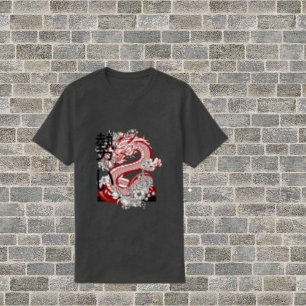 Chinese Dragon, Pop Art Charcoal Color Mannen T-shirt