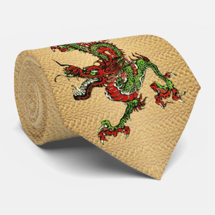 Chinese Dragon Rood en Groen v 15 Stropdas