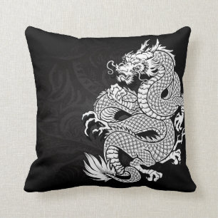 Chinese dragon White en Black Kussen