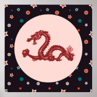 Chinese Draken Ster Patroon Fantasie Kunst