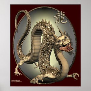 Chinese drakenafdrukken Poster