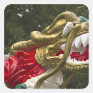 Chinese drakenboot boegbeeld, Stanley Park Vierkante Sticker