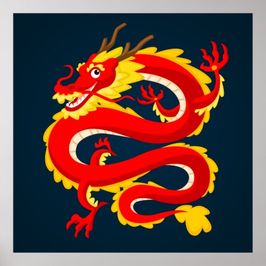 Chinese drakenillustratie poster (Voorkant)
