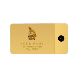 Chinese Drakenjaar 2024 Elegant Monogram RAL Etiket