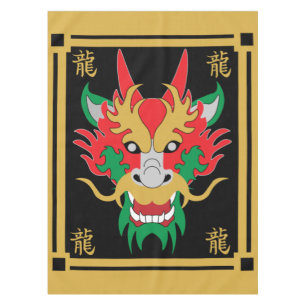 Chinese Drakenmaskers Aziatische Kunst Tafelkleed