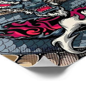 Chinese drakentotem, tattoo kunst poster (Hoek)